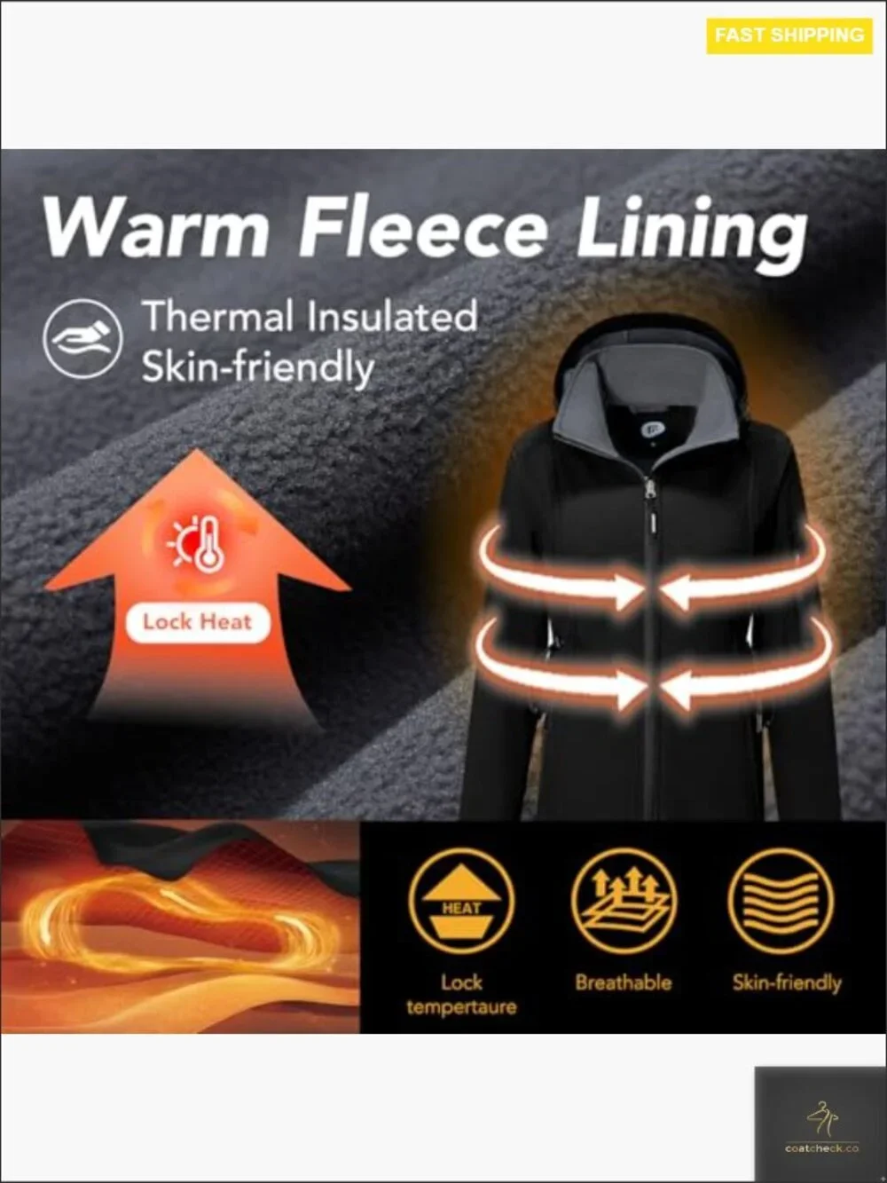 Women's Softshell Jacket Waterproof Lightweight Fleece Lined Windbreaker